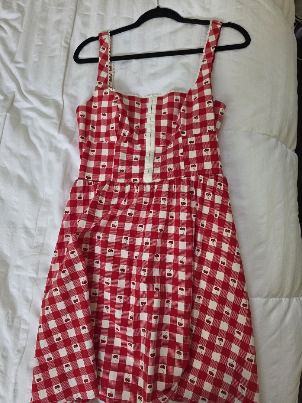 Avec Les Filles Red and White Gingham Cherry Sundress